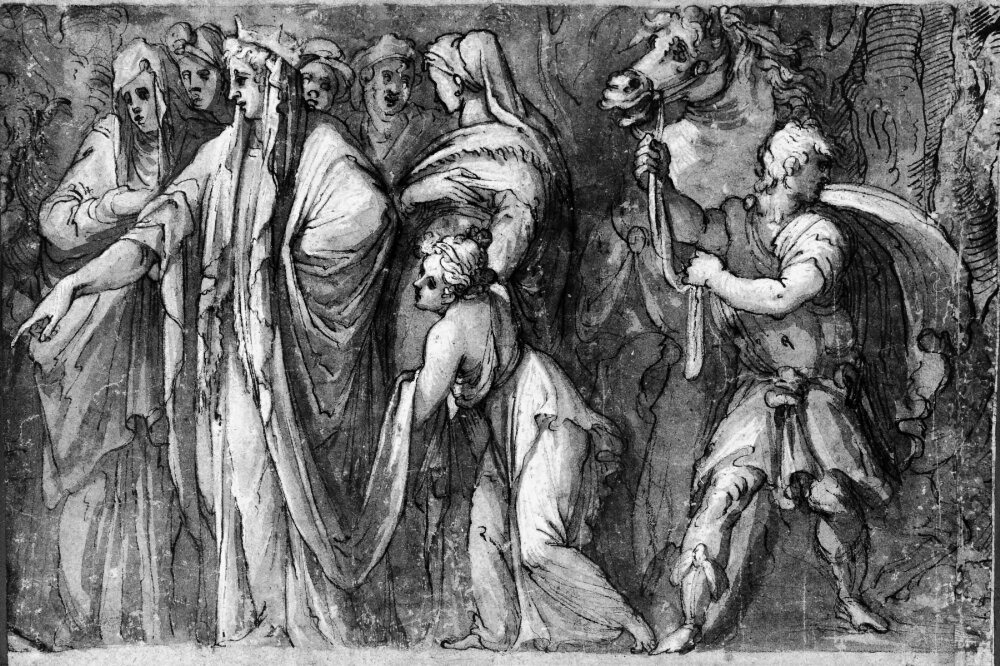 The killing of the Niobids: The queen and entourage by Raffaellino da Reggio