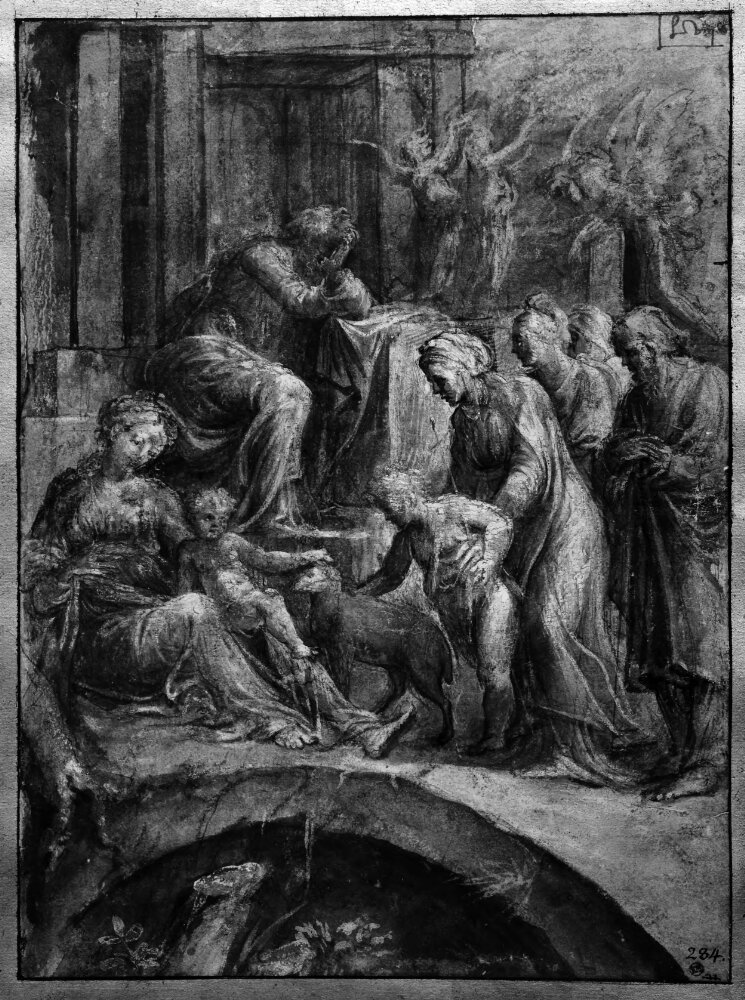 Heliga familjen by Raffaellino del Colle