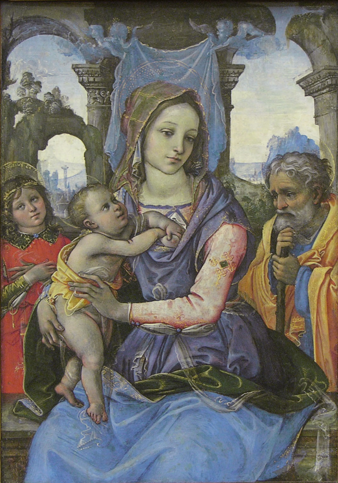 Madonna and Child with Saint Joseph and an Angel by Raffaellino del Garbo
