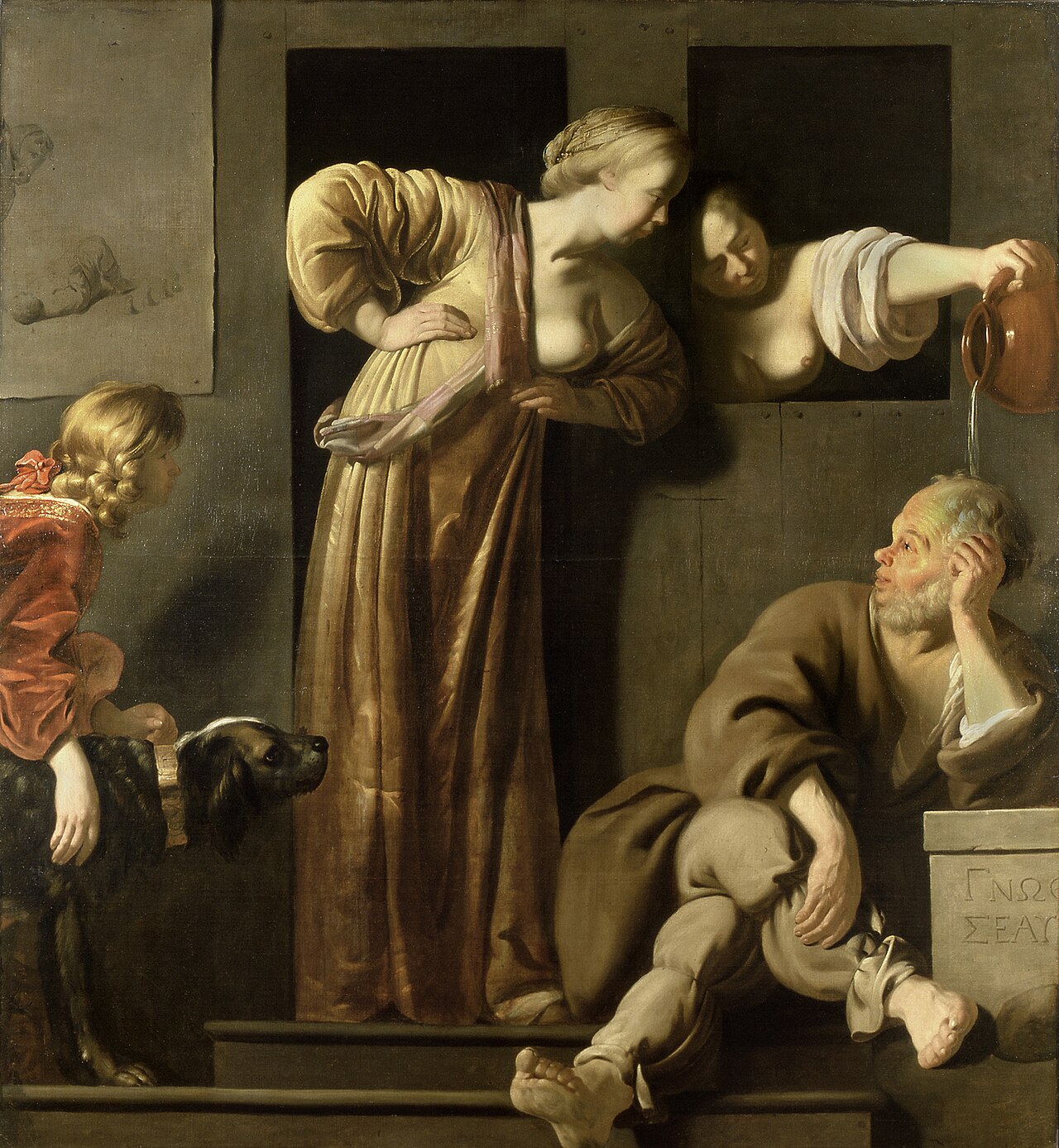 Socrates, his two Wives, and Alcibiades by Reyer van Blommendael