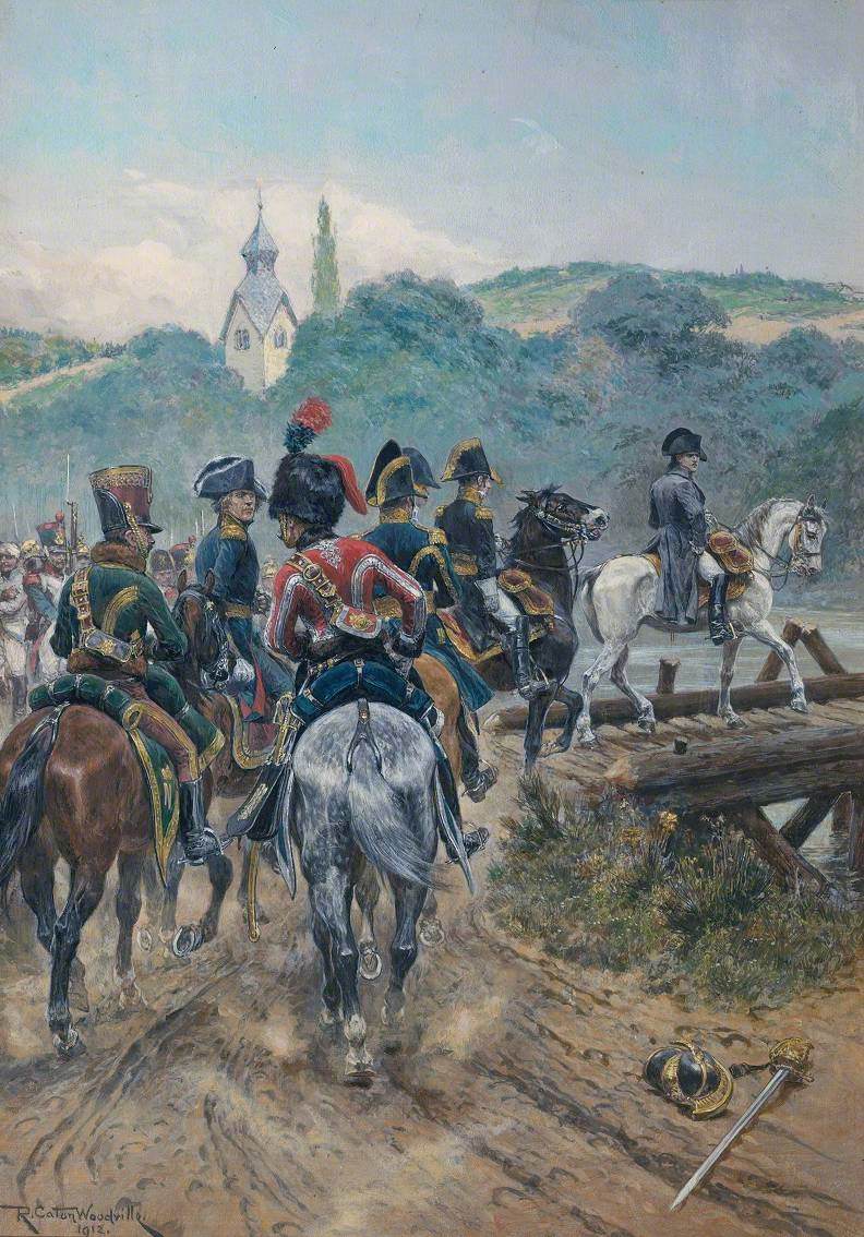 Napoleon Crossing the Bridge to Lobau Island by Richard Caton Woodville Jr.