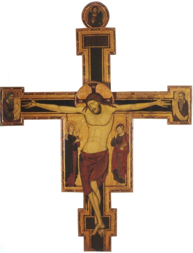 Crucifix with Mourners, the Prophets Isaiah and Jeremiah and Christ Giving His Blessing by Rinaldo da Siena