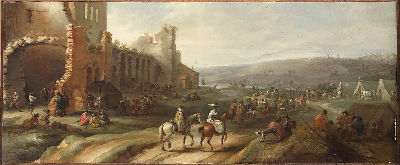 Field Camp with Ruins by Robert van den Hoecke
