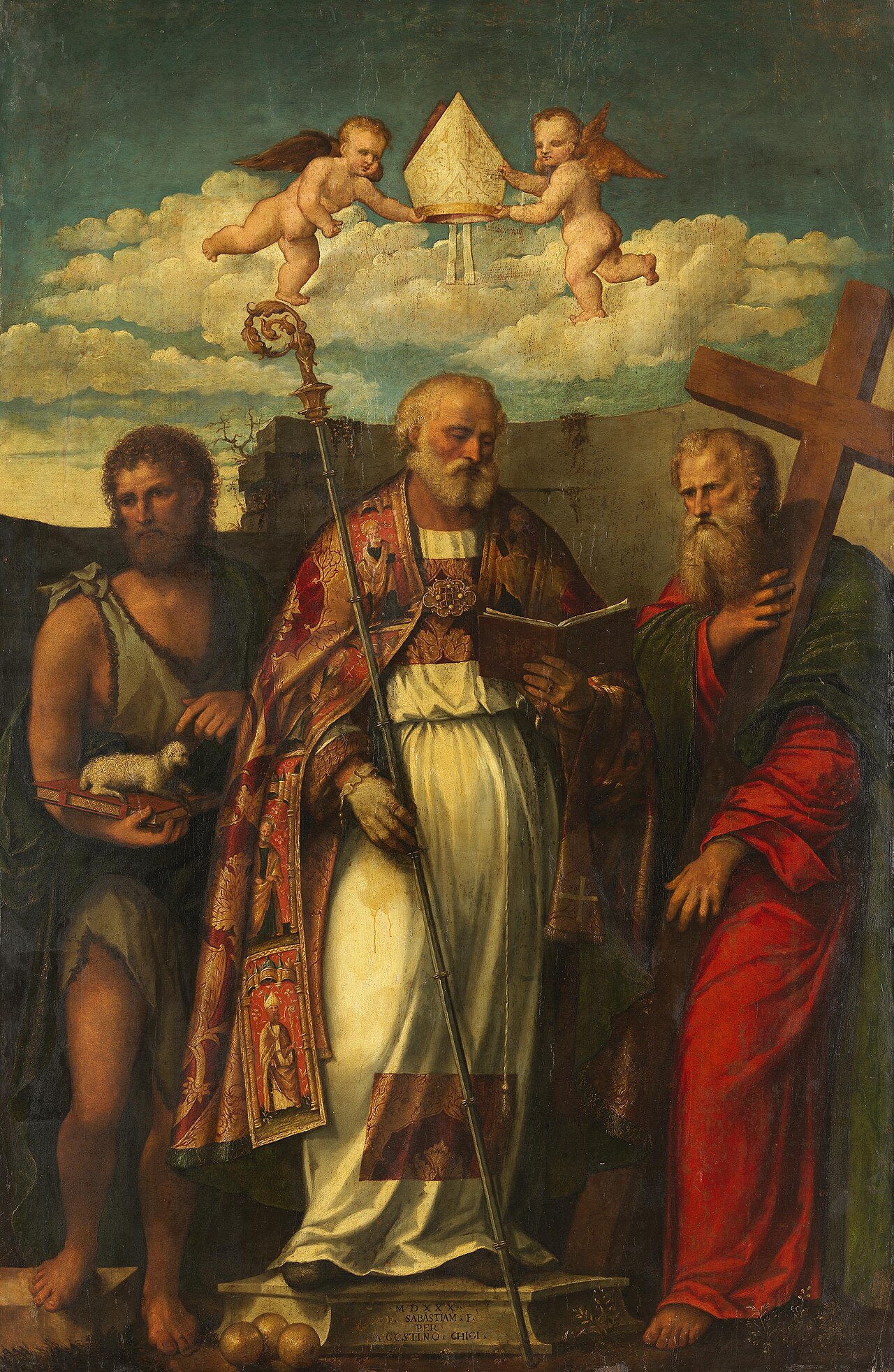 Saint Nicholas of Bari, John the Baptist and Philip by Rocco Marconi