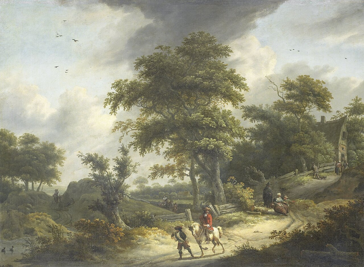Landscape with falconer by Roelof Jansz van Vries