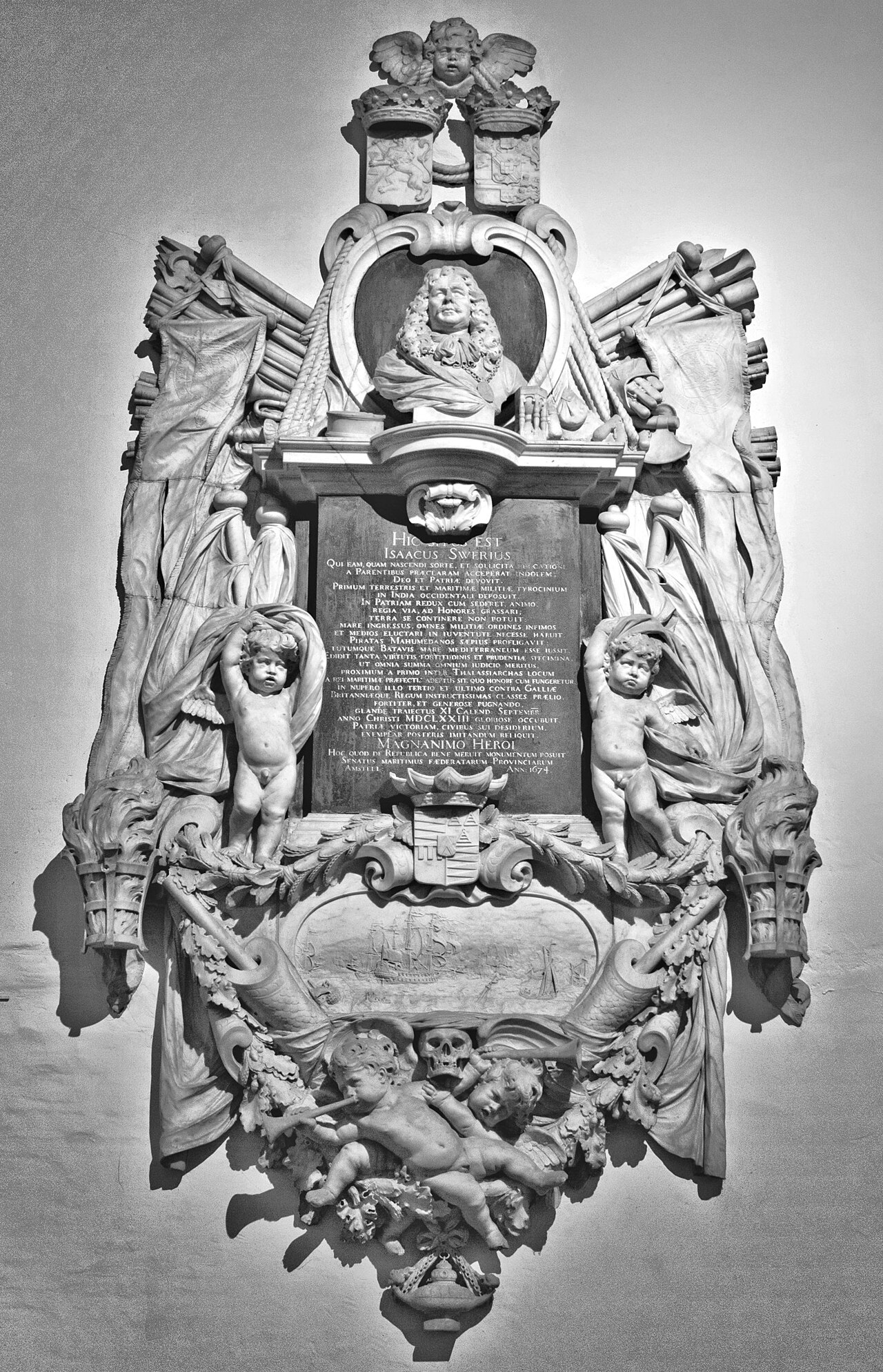 Epitaaf van Isaac Sweers by Rombout Verhulst