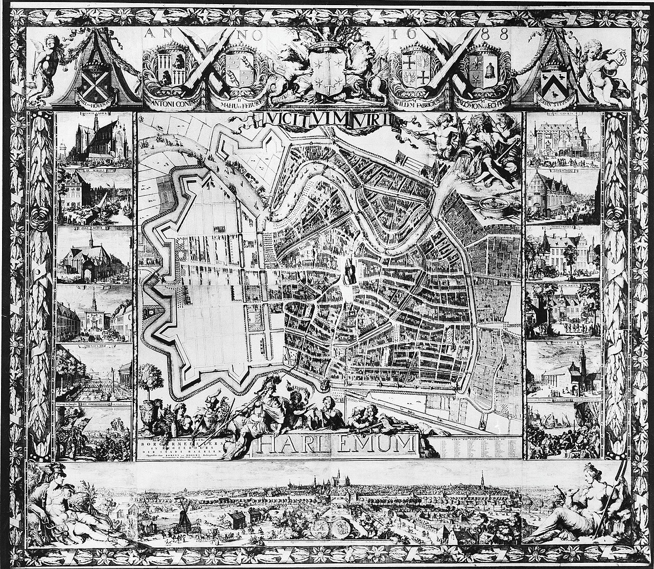 1689 map of Haarlem by Romeyn de Hooghe
