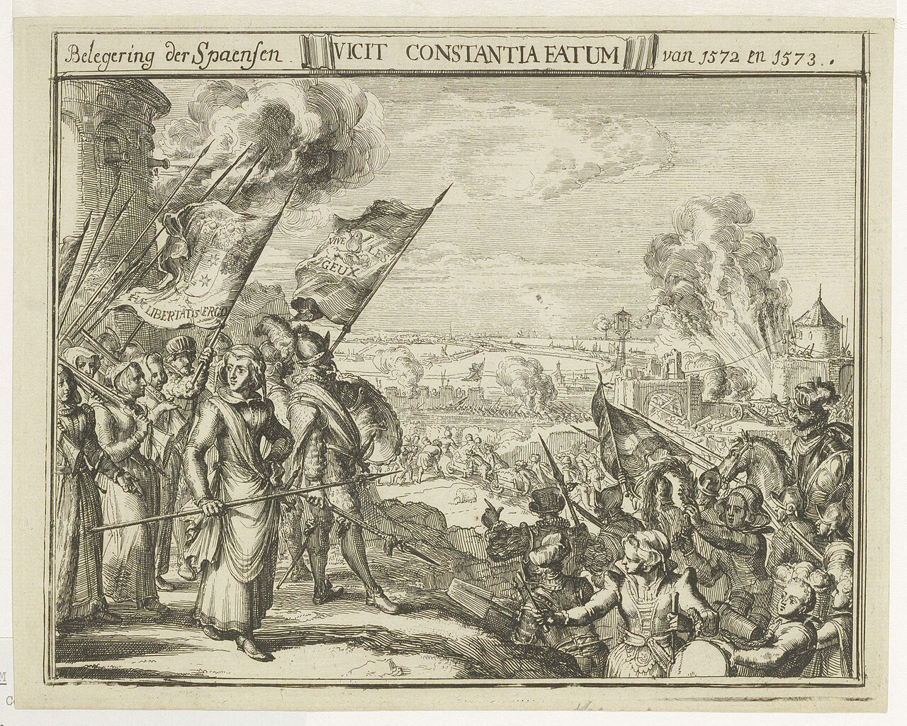 Belegering der Spaensen, Vicit Constantia Fatum, van 1572 en 1573 by Romeyn de Hooghe