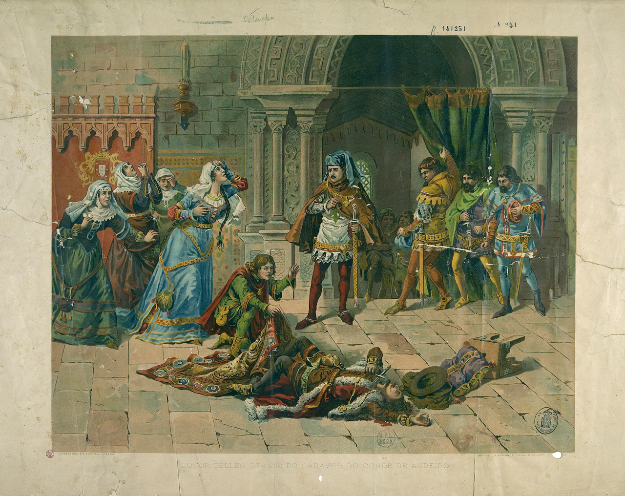 Leonor Telles before the corpse of Count Andeiro by Roque Gameiro