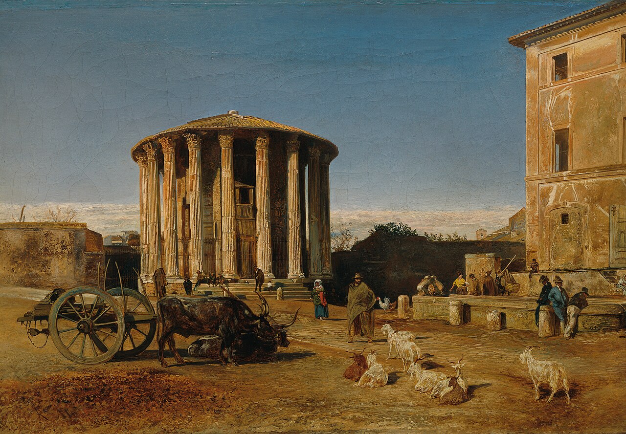 The Temple of Vesta in Rome (Now is correcly called as 'Temple of Hercules Victor') by Rudolf von Alt