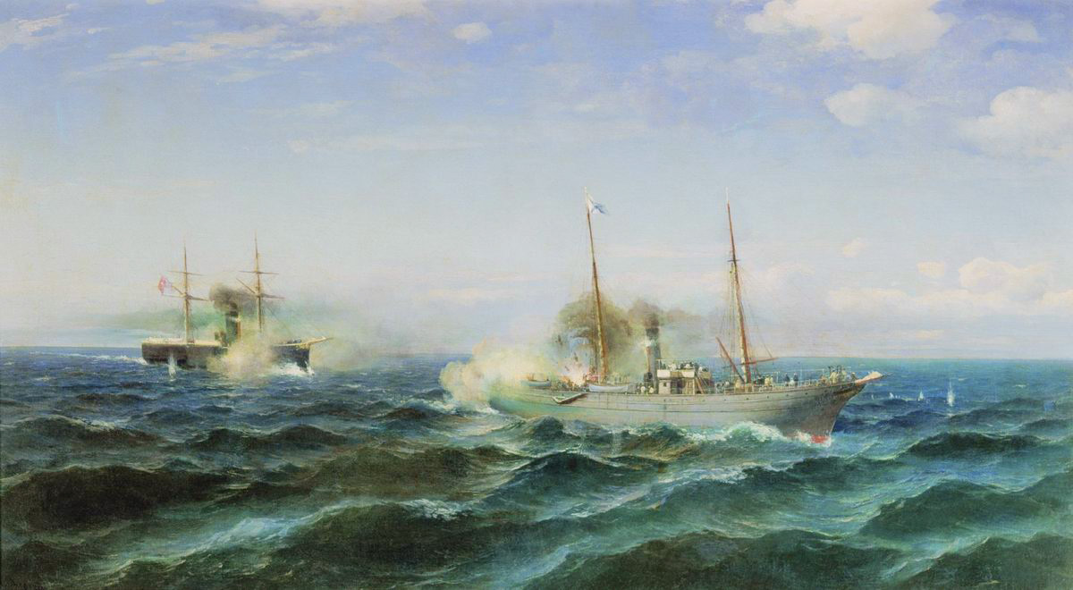 Naval battle between "Vesta" and "Fetkh-i Bulend" at the Black Sea, July 11, 1877 by Rufin Sudkovsky