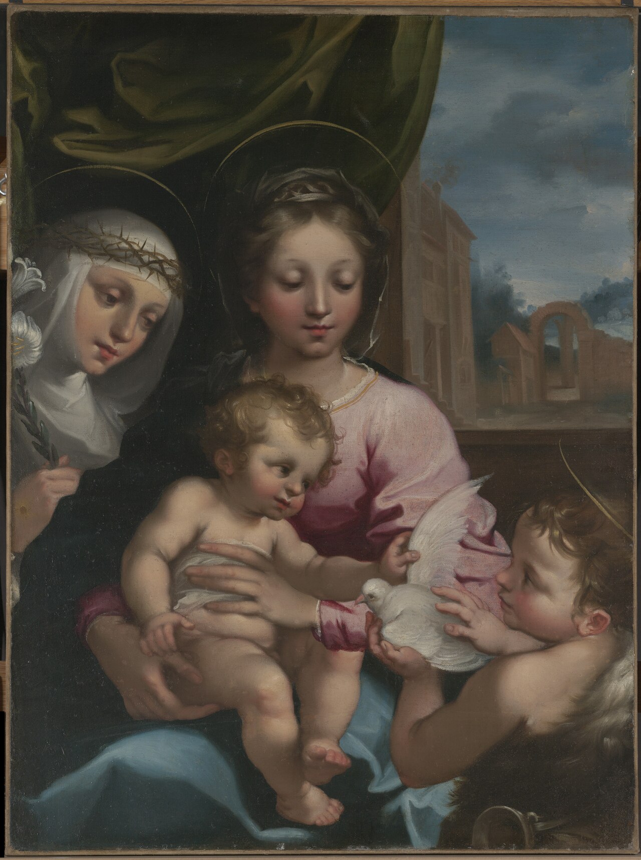 Virgin and Child with the Young Saint John the Baptist and Saint Catherine of Siena by Rutilio di Lorenzo Manetti