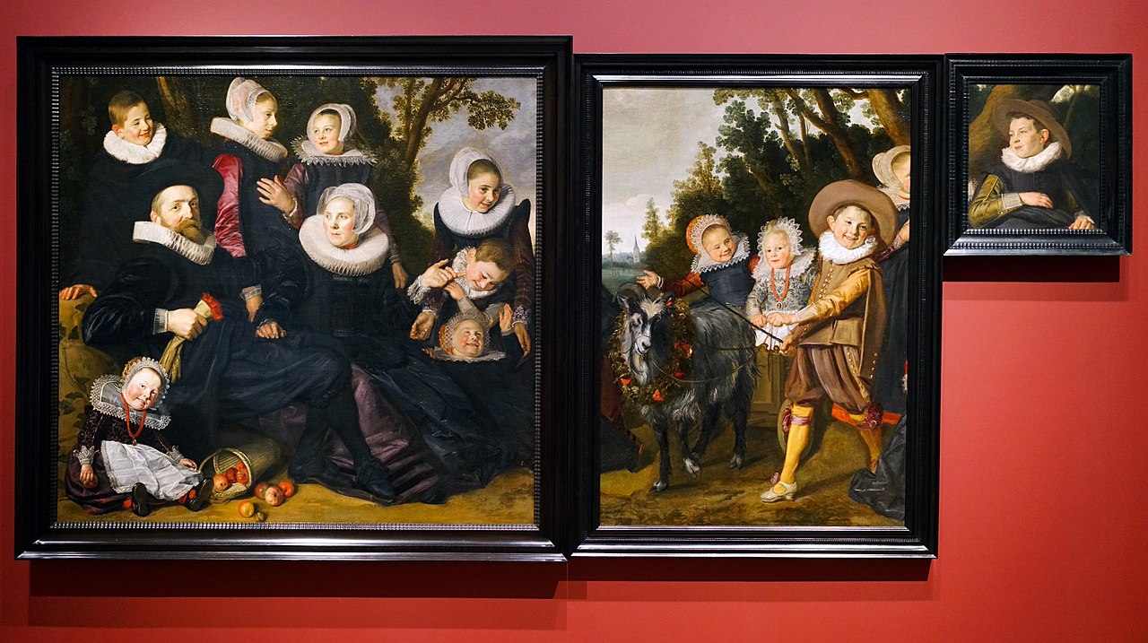 Portrait of a family in a landscape - three temporarily united fragments by Salomon de Bray