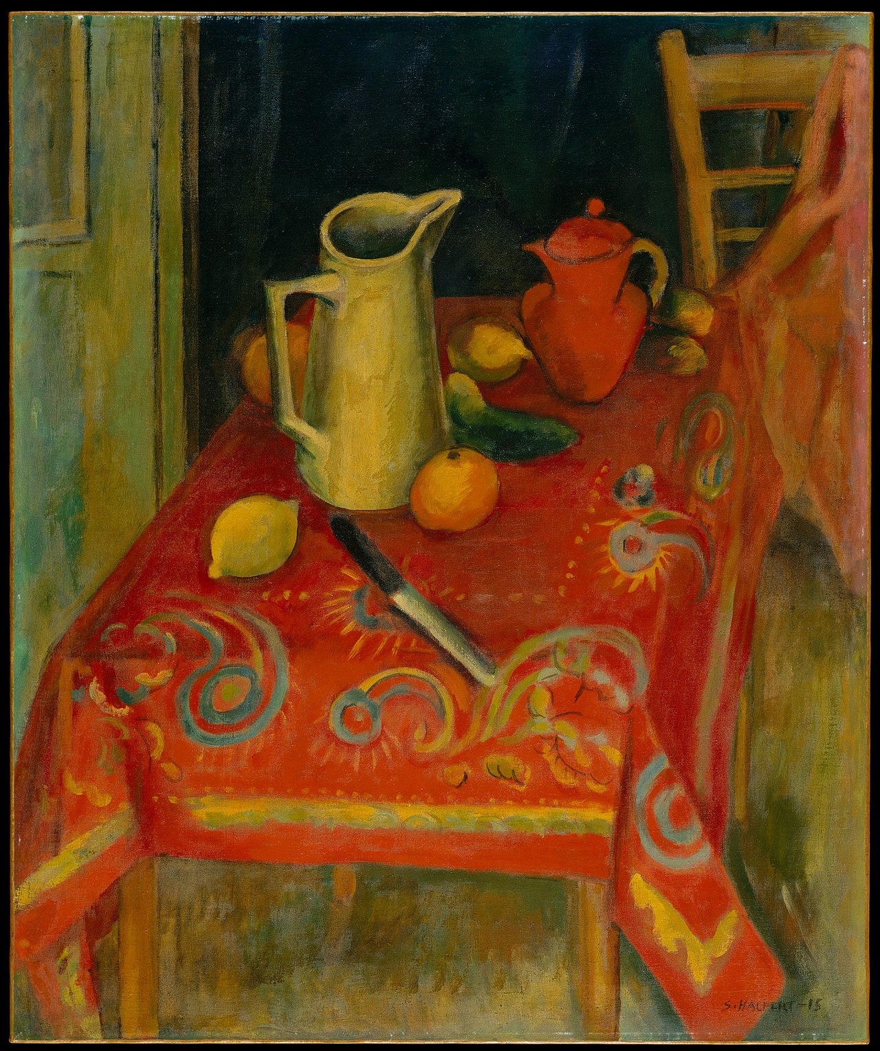 The Red Tablecloth by Samuel Halpert