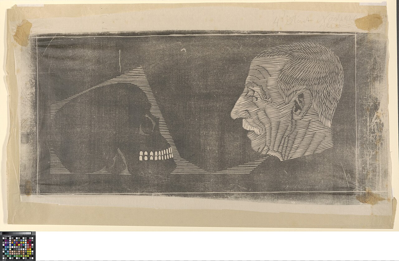 Memento Mori or Self portrait with skull by Samuel Jessurun de Mesquita