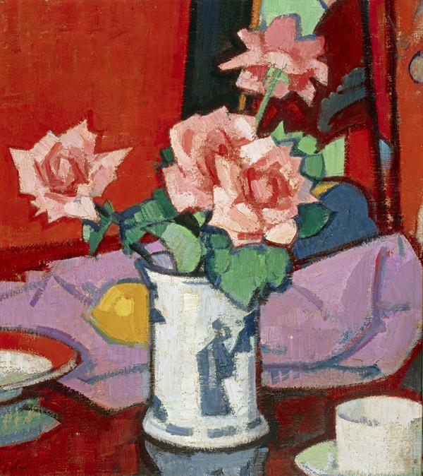 Pink Roses, Chinese Vase by Samuel Peploe
