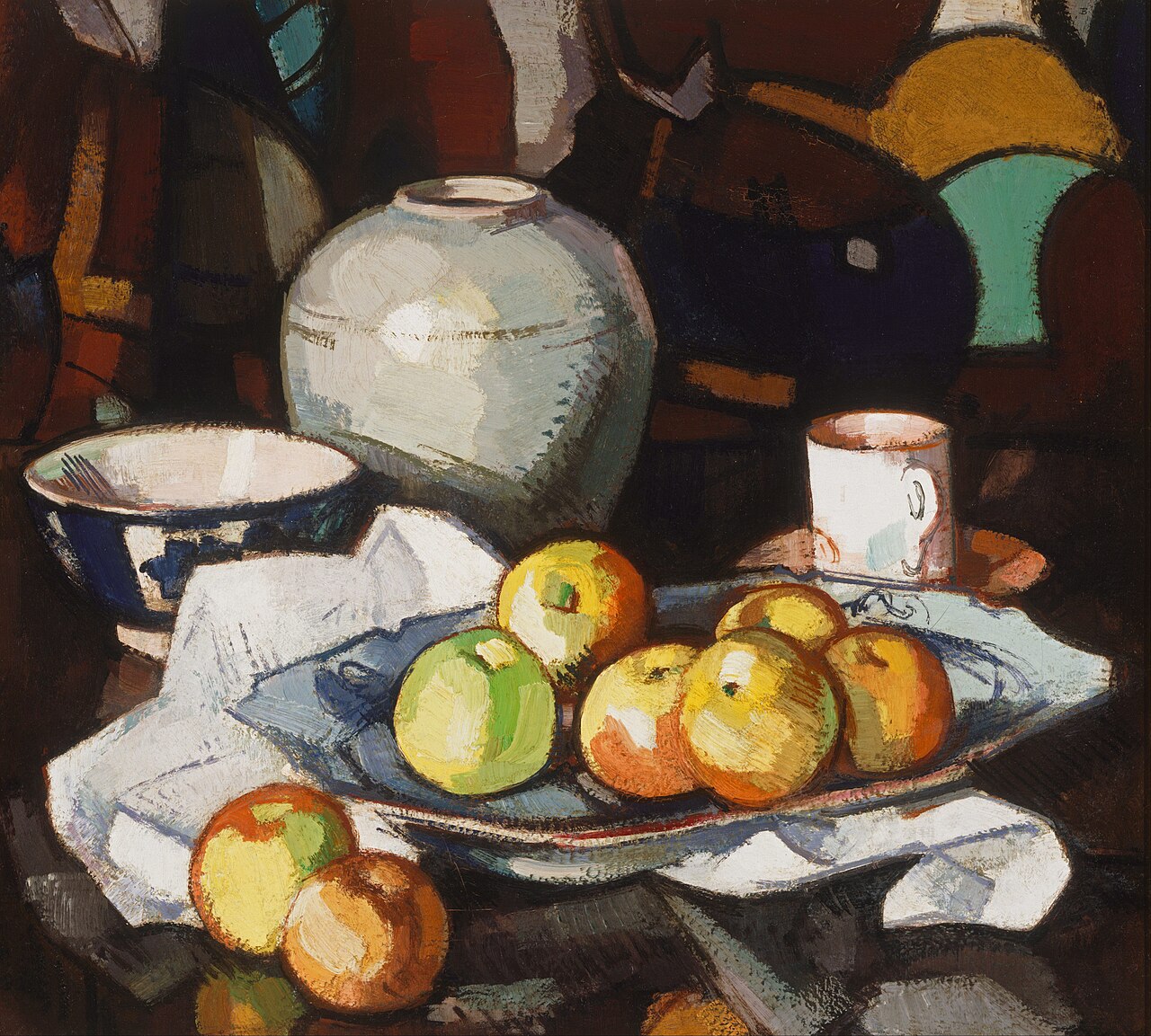 Still life: apples and jar by Samuel Peploe