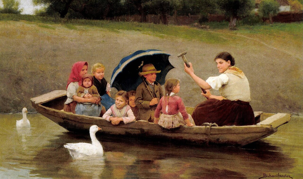 Boating on the River Zagyva by Sándor Bihari