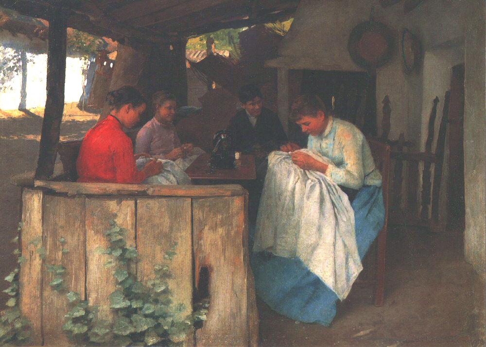 On the Porch by Sándor Bihari