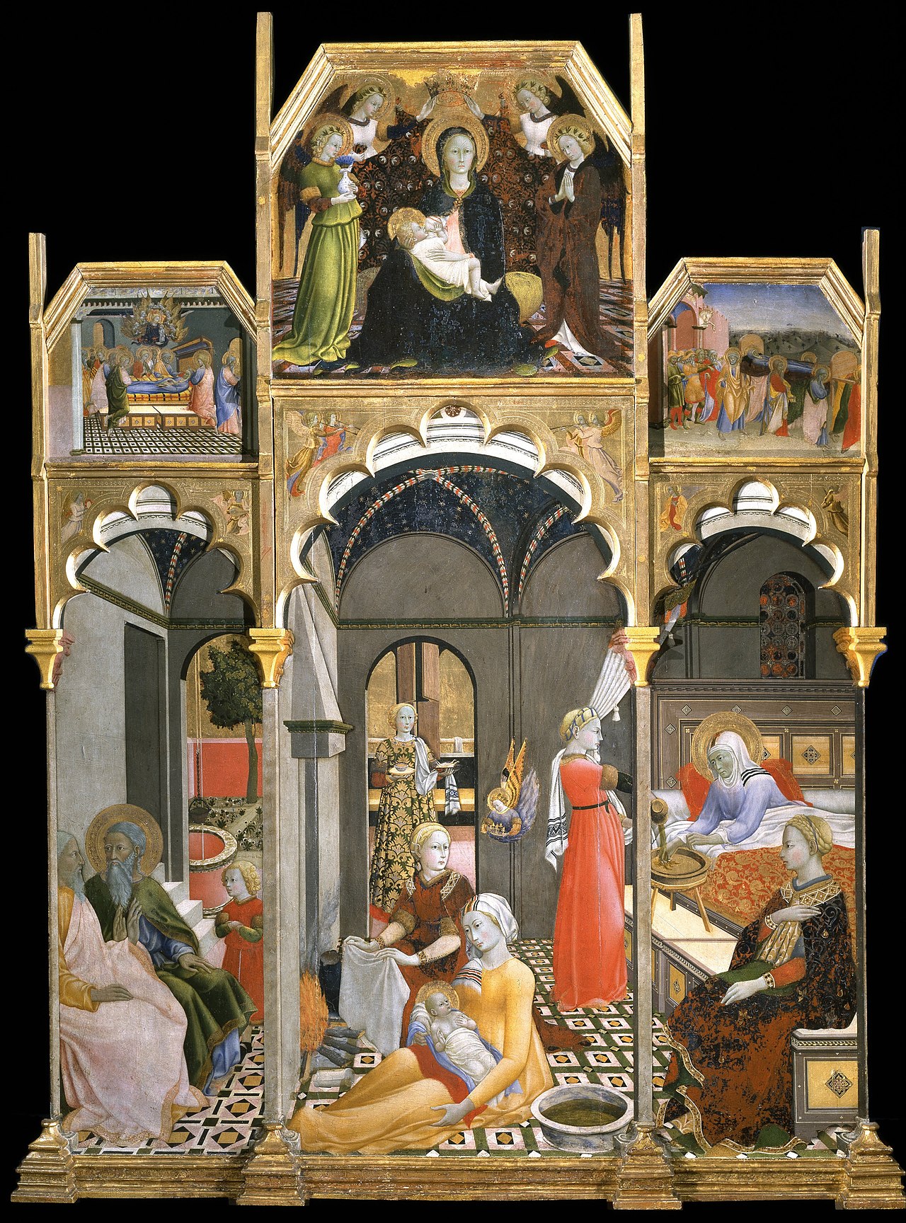 Birth of the Virgin; Stories of the life of the Virgin by Sano di Pietro