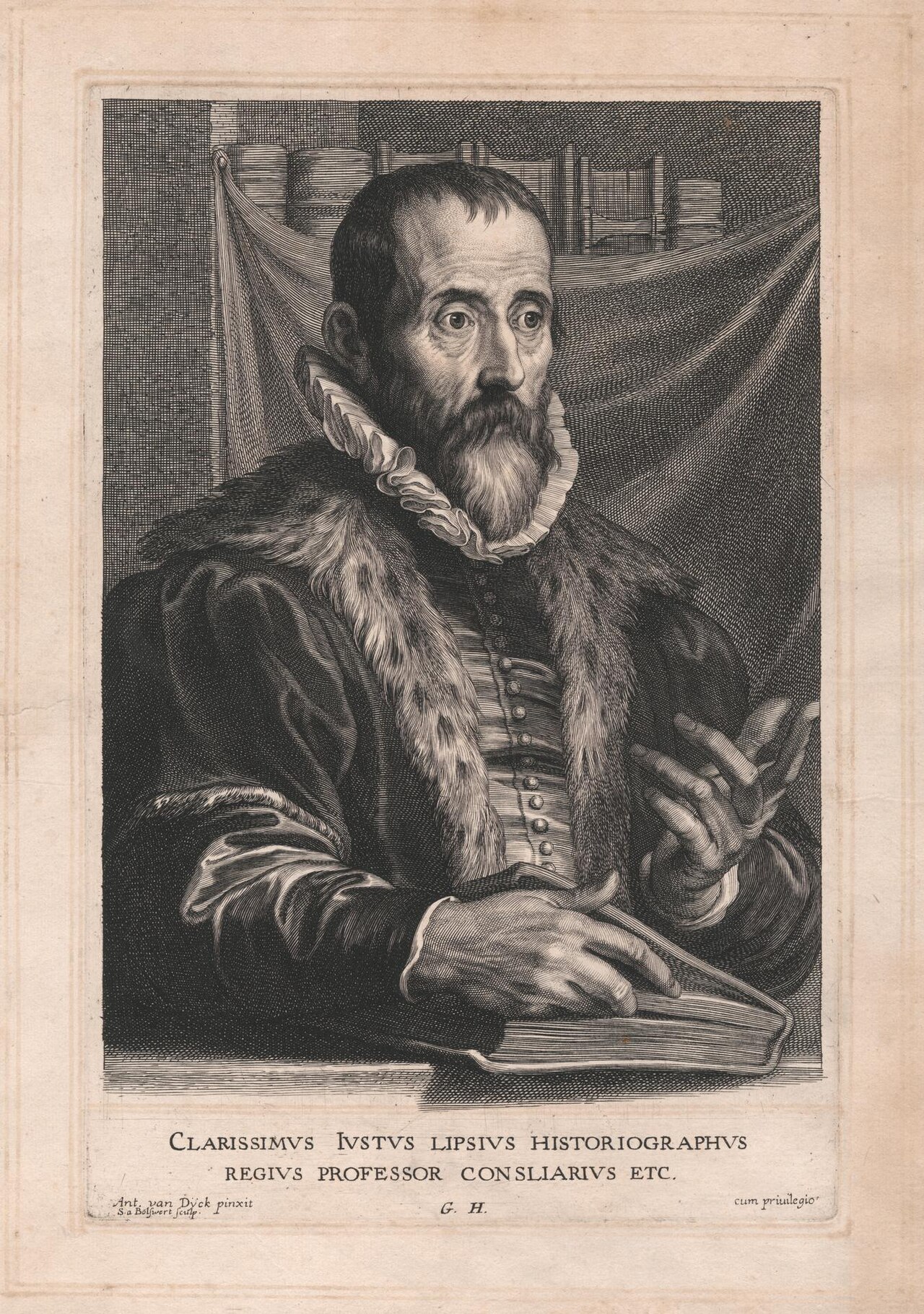 Clarissimus Justus Lipsius Historiographus, Regius Professor Consliarius Etc. by Schelte a Bolswert
