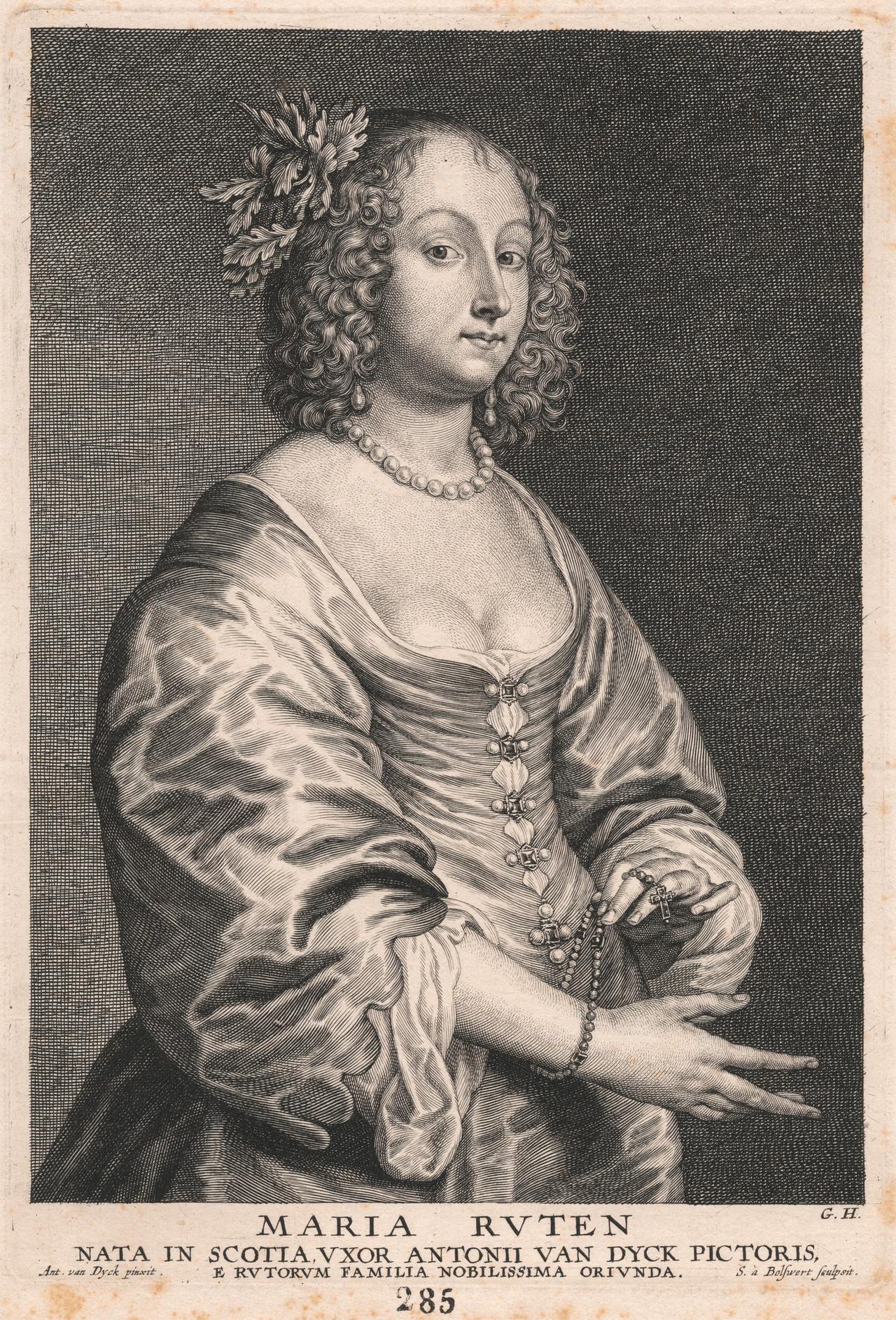 Maria Ruten, Nata in Scotia, Uxor Antonii van Dyck by Schelte a Bolswert