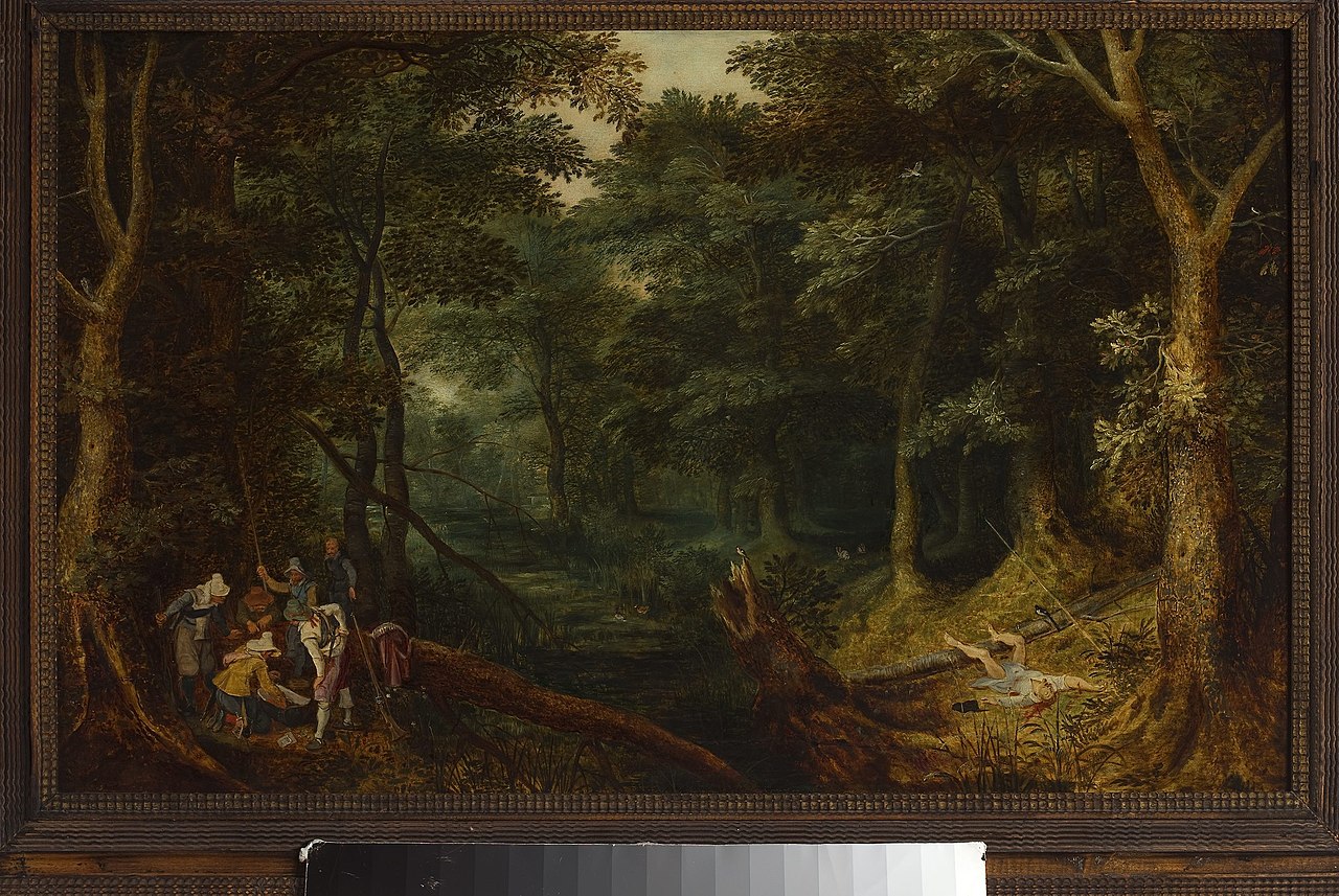 Landscape with robbers sharing loot by Sebastiaen Vrancx