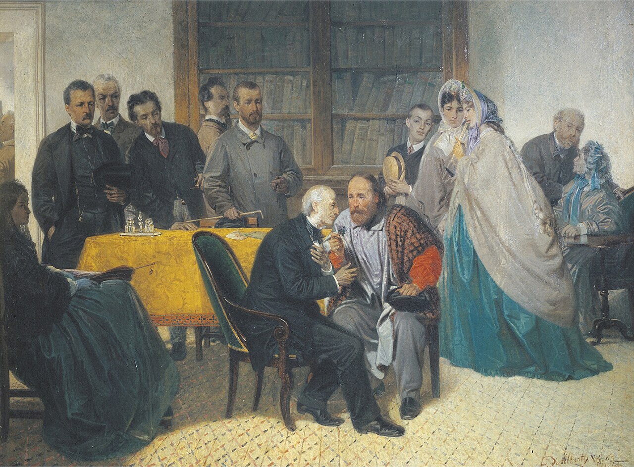 Giuseppe Garibaldi visiting Alessandro Manzoni on 15 March 1862 by Sebastiano De Albertis