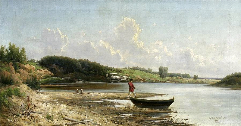 A fisherman on the beach by Sergey Ammosov