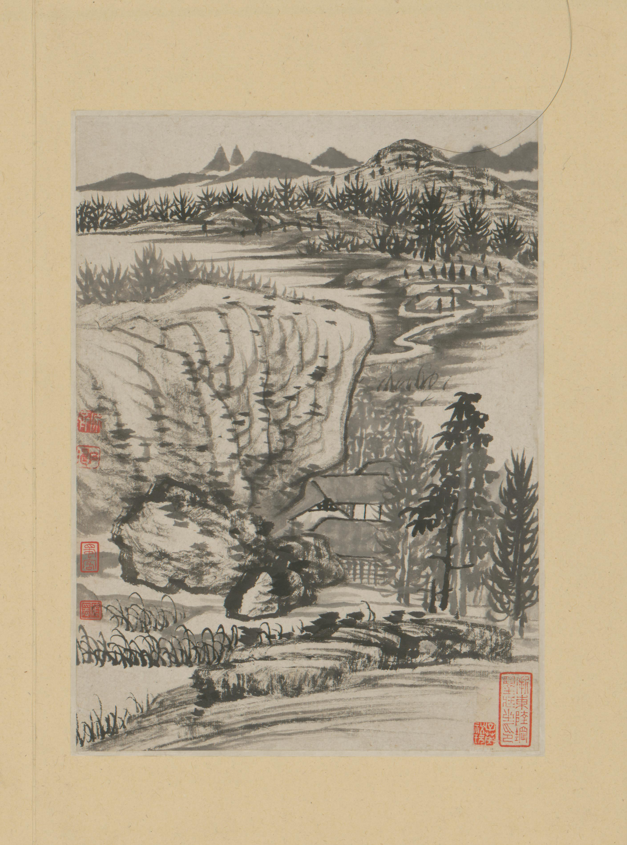 Poetic Illustration of the Longyou Temple in Jinshan by Shitao