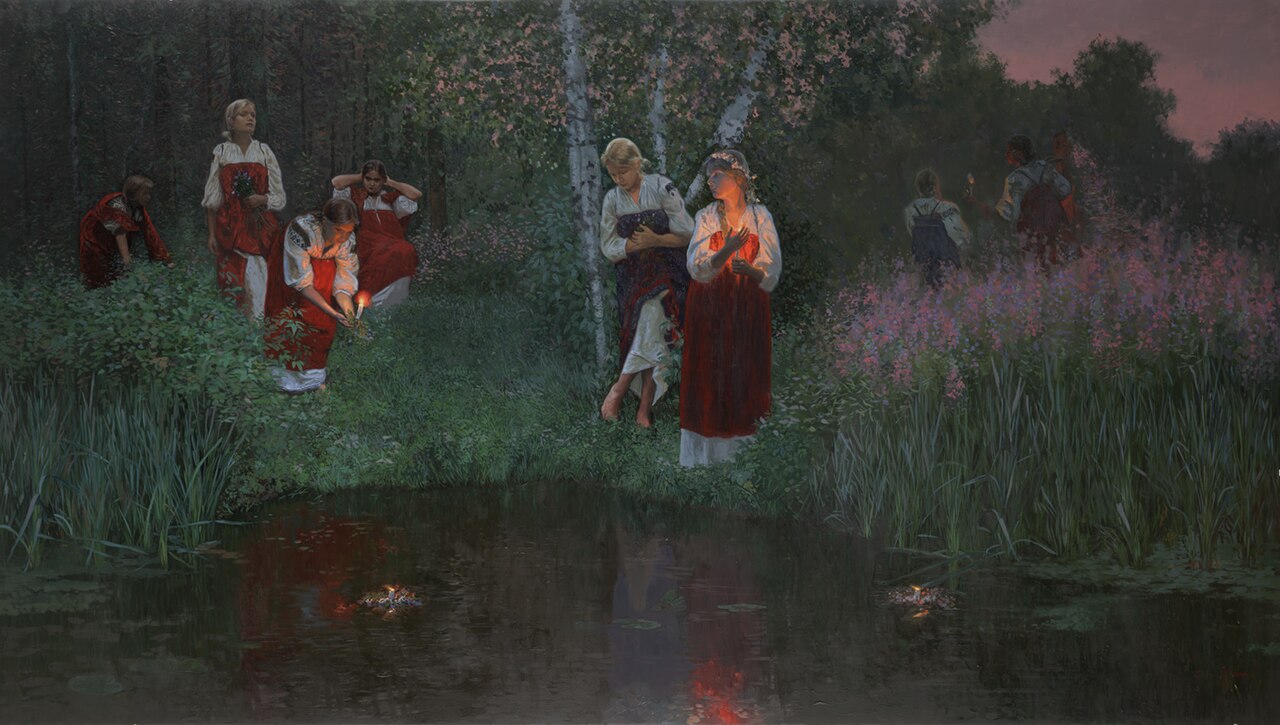 Ivan Kupala. Fortunetelling on the wreaths. by Simon Kozhin