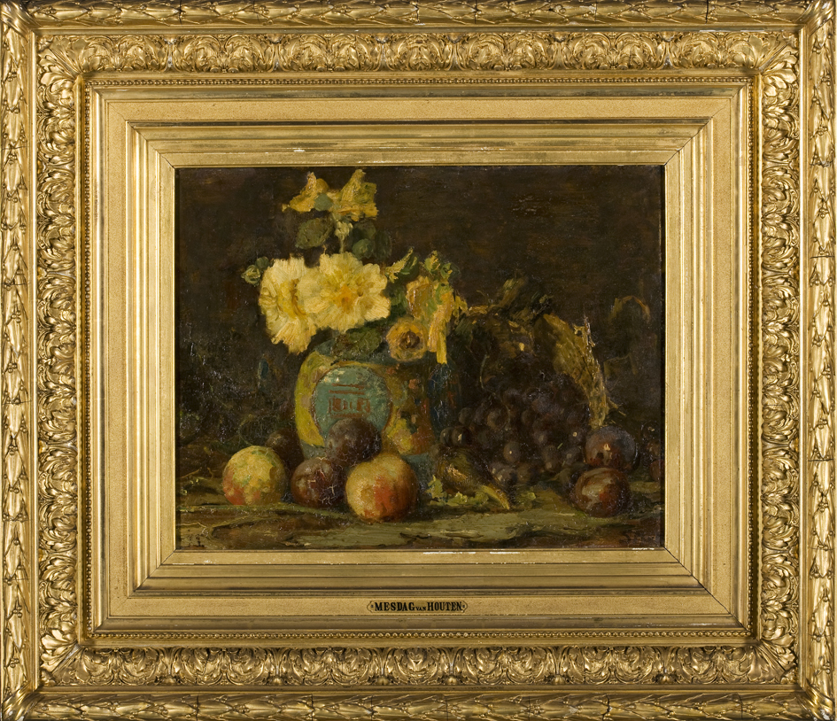Still life with flowers and fruit by Sina Mesdag-van Houten