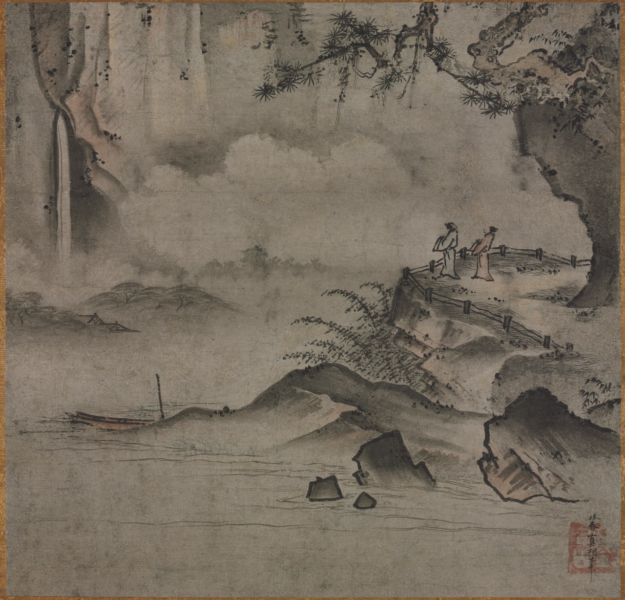 Gazing at a Waterfall by Sōami
