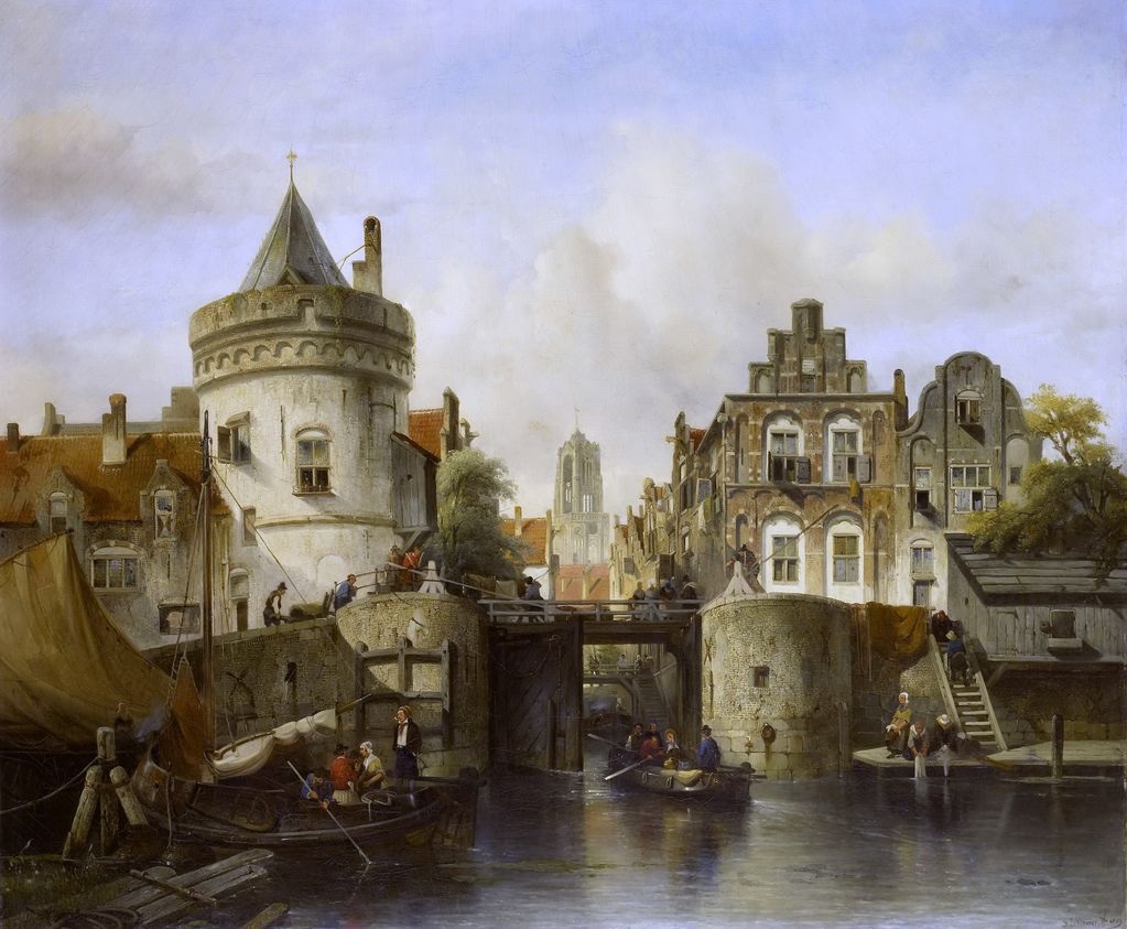 Imaginary View based on the Kolksluis, Amsterdam by Solomon Leonard Verveer
