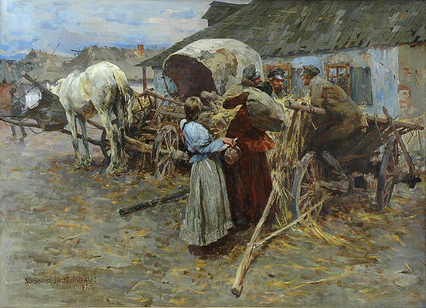 In front of the cottage by Stanisław Bohusz-Siestrzeńcewicz