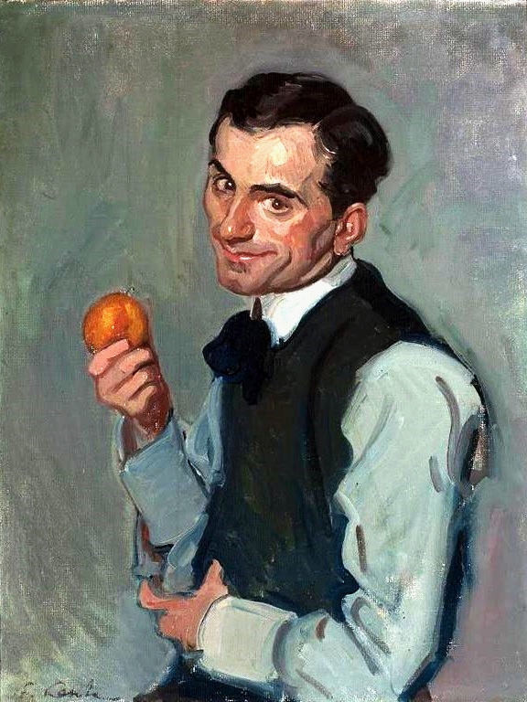 A man with an orange. by Stanisław Lentz