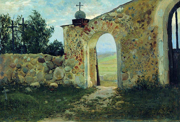 Entrance to the cemetery by Stanisław Żukowski