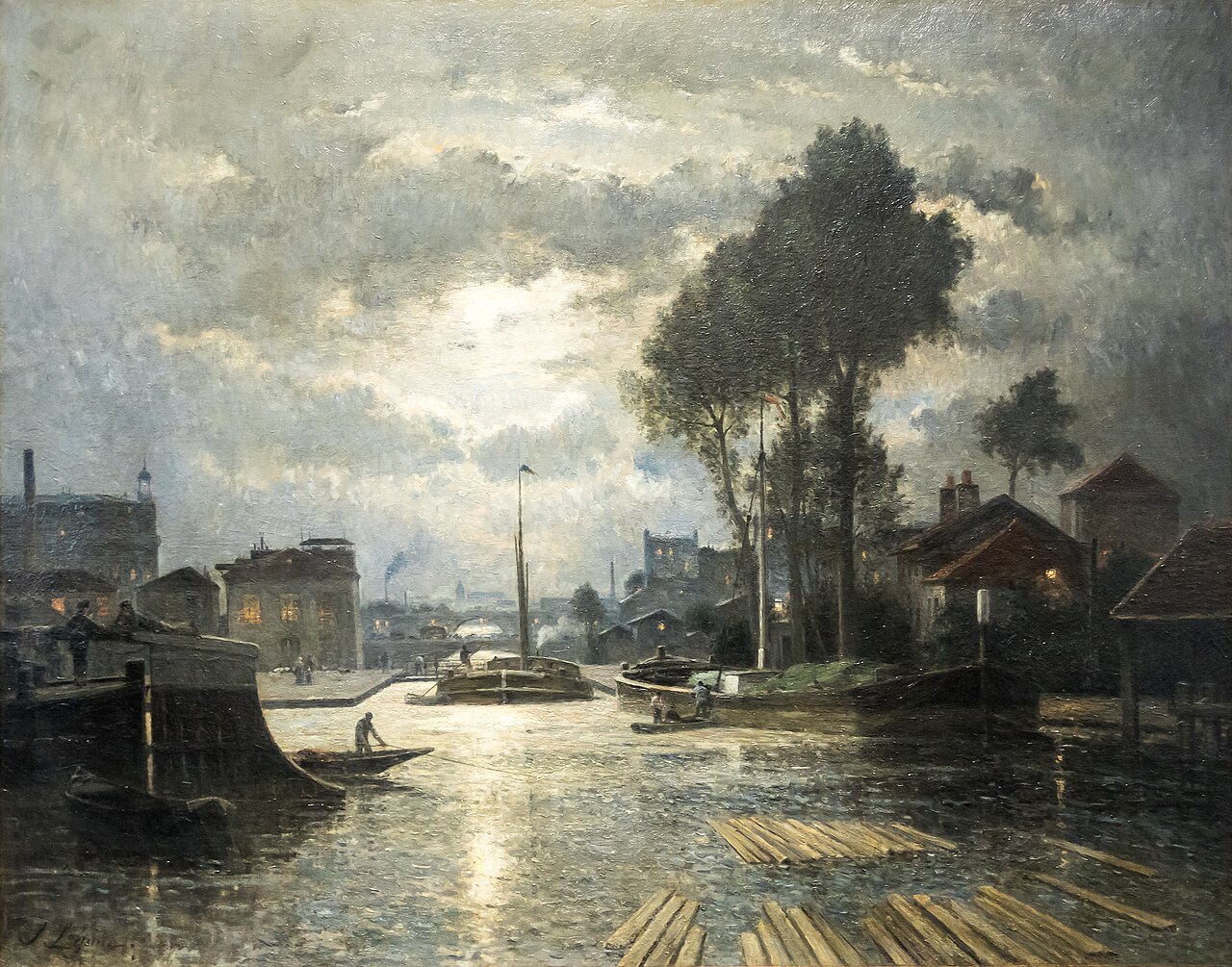 The Canal Saint-Denis by Moonlight by Stanislas Lépine