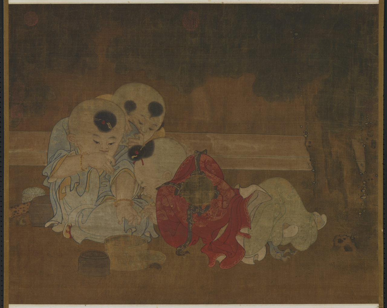 Children Playing in a Garden in Autumn by Su Hanchen