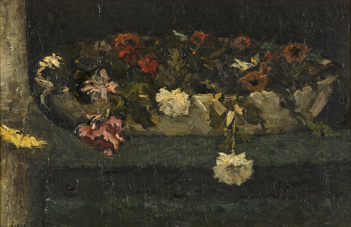 Still life with flowers in a bowl by Suze Robertson