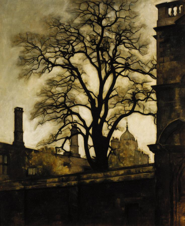 A view of Tom Tower, Oxford. by Svend Hammershøi
