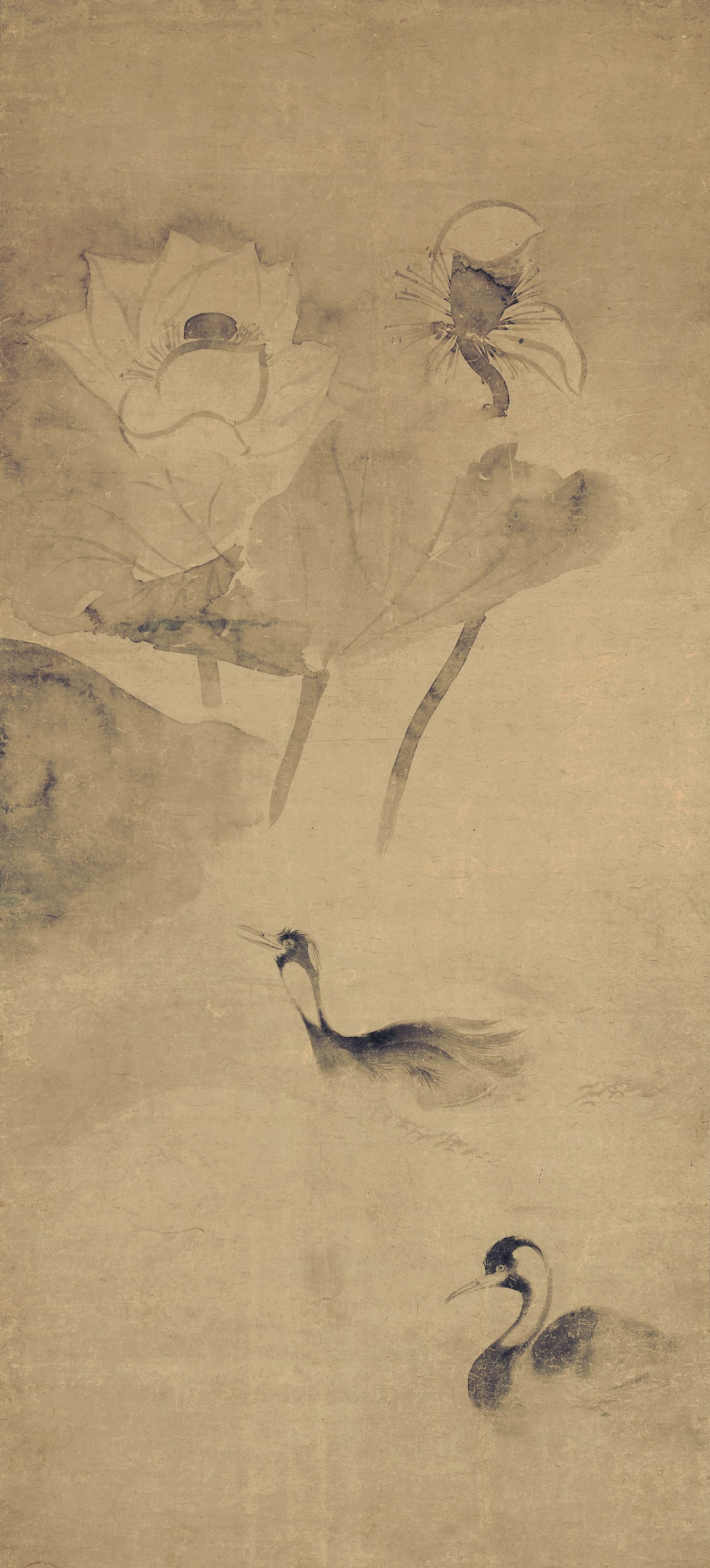 Waterfowls in Lotus Pond by Tawara Sōtatsu