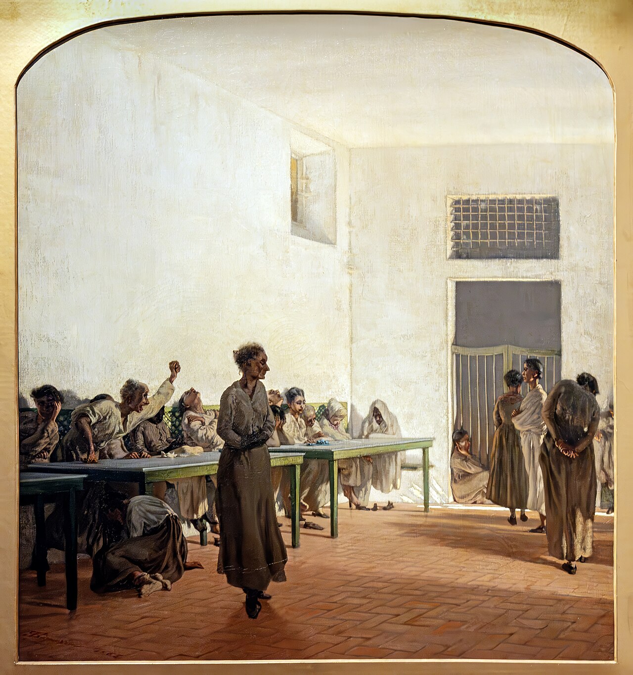 The hall of the madwomen in the hospice of San Bonifacio by Telemaco Signorini