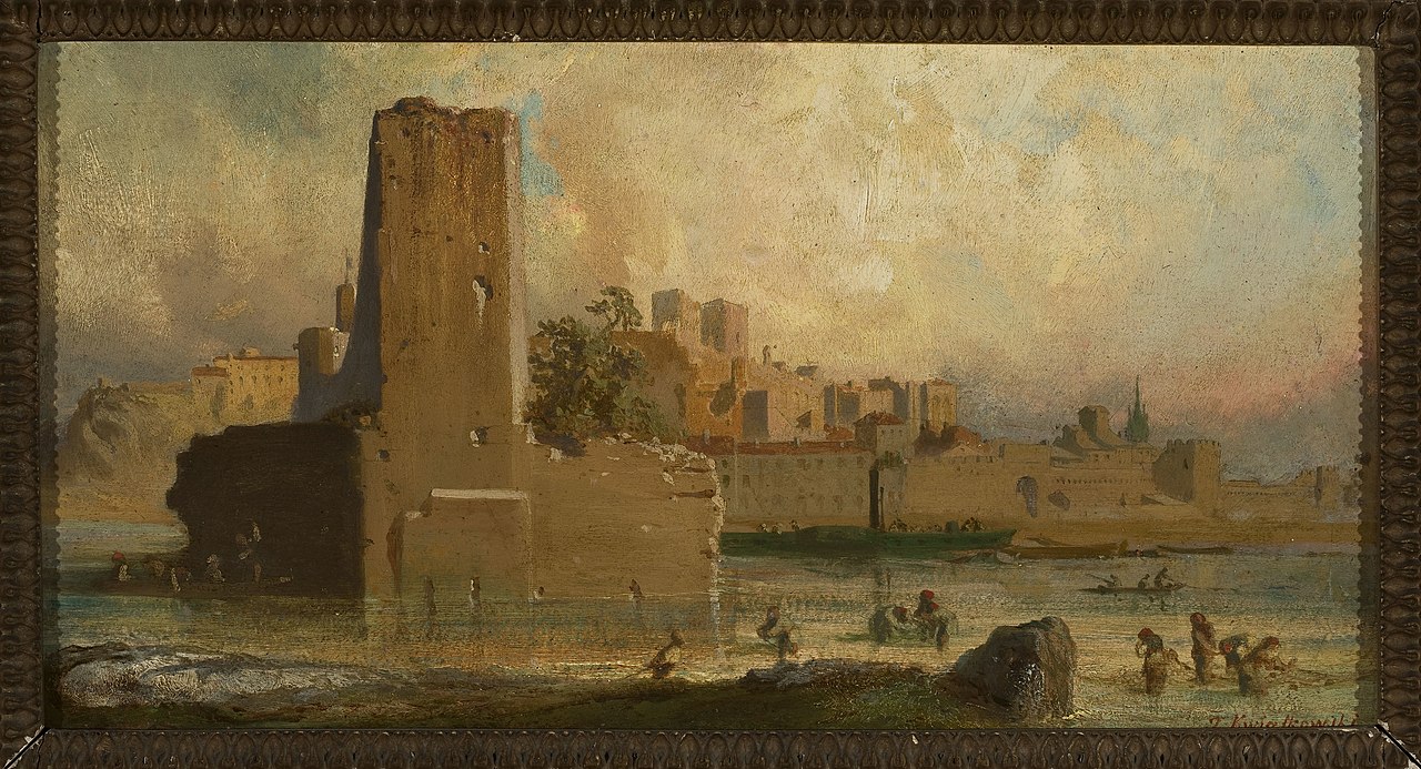 View of the port in Avignon by Teofil Kwiatkowski