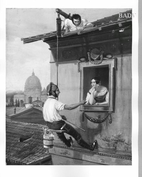 Talk with the wall-painter by Theodor Hosemann
