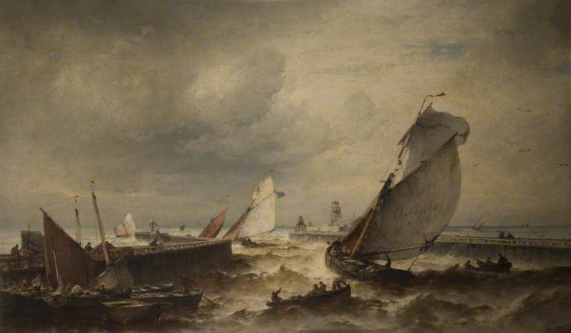 Fishing Boats Leaving Ostend Harbour by Theodore Alexander Weber