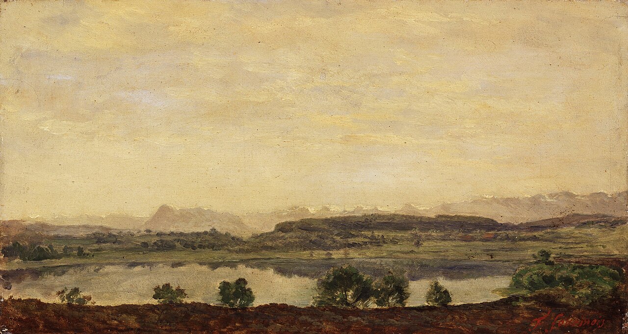 Mountainous Landscape with a Lake by Théodore Fourmois