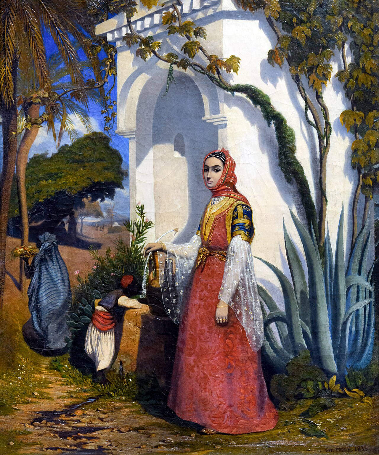 Oriental woman at the fountain by Théodore Frère