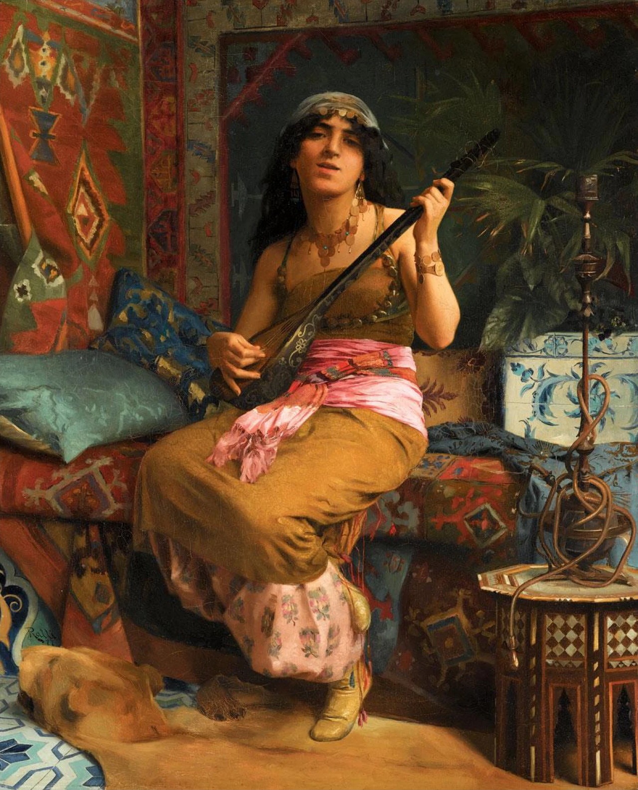 Nasli Playing the Guitar by Théodore Ralli
