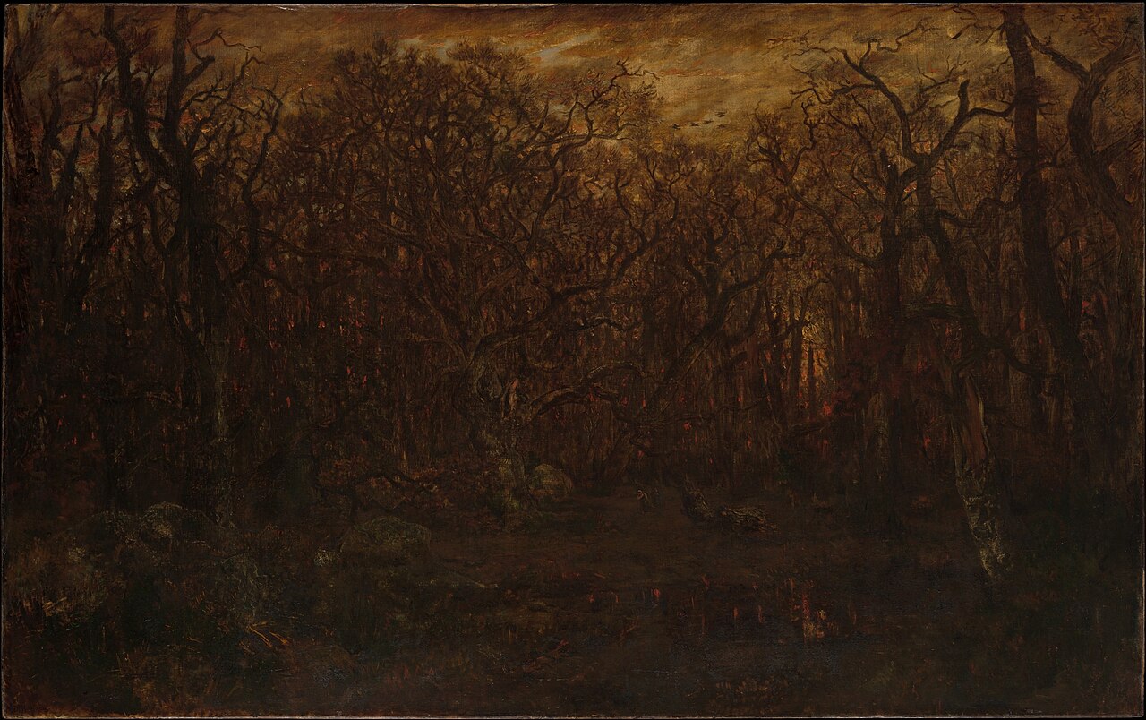 The Forest in Winter at Sunset by Théodore Rousseau
